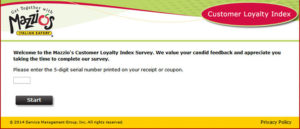 Mazzios Customer Loyalty Index Survey tellmazzios com official